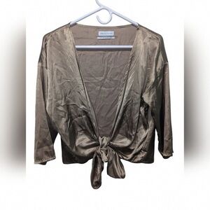 Urban Outfitters Satin Top in Tan